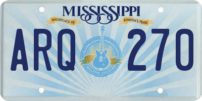 MS license plate ARQ270