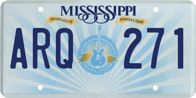 MS license plate ARQ271