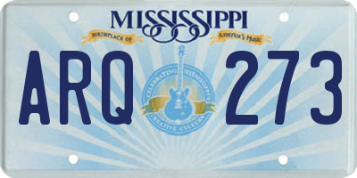 MS license plate ARQ273