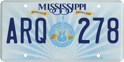MS license plate ARQ278