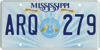 MS license plate ARQ279