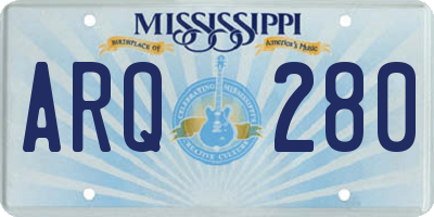 MS license plate ARQ280