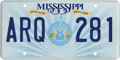 MS license plate ARQ281