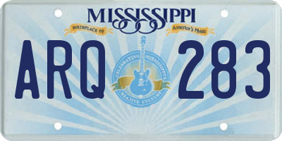MS license plate ARQ283