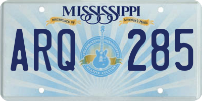 MS license plate ARQ285