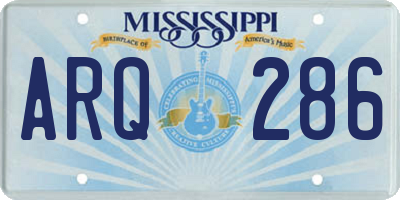 MS license plate ARQ286