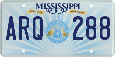 MS license plate ARQ288