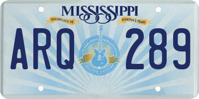 MS license plate ARQ289