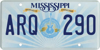 MS license plate ARQ290