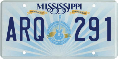 MS license plate ARQ291