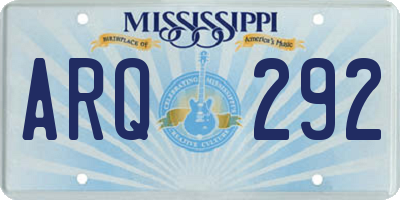 MS license plate ARQ292