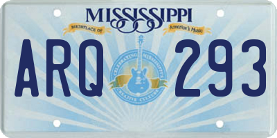 MS license plate ARQ293