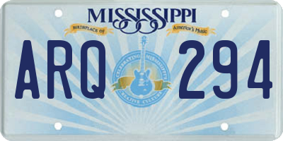MS license plate ARQ294