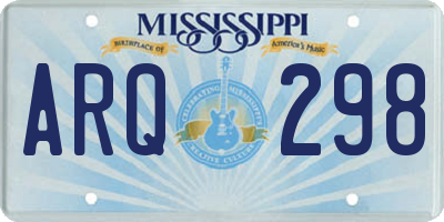 MS license plate ARQ298
