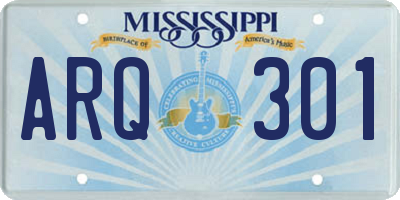MS license plate ARQ301
