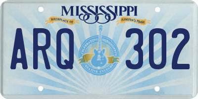 MS license plate ARQ302