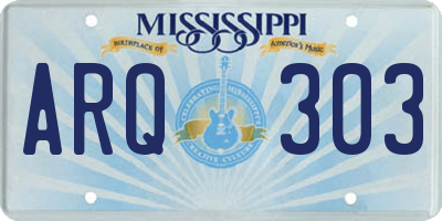 MS license plate ARQ303