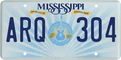 MS license plate ARQ304