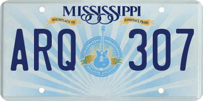 MS license plate ARQ307