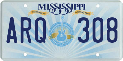 MS license plate ARQ308