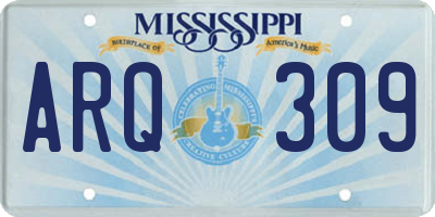 MS license plate ARQ309