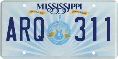 MS license plate ARQ311