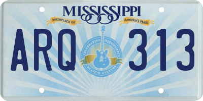 MS license plate ARQ313