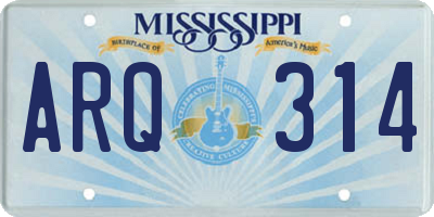 MS license plate ARQ314