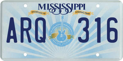 MS license plate ARQ316