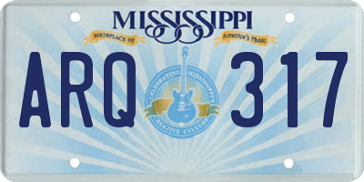 MS license plate ARQ317