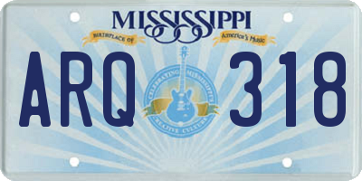 MS license plate ARQ318
