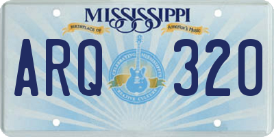 MS license plate ARQ320