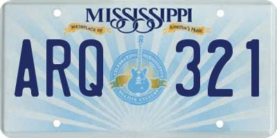 MS license plate ARQ321