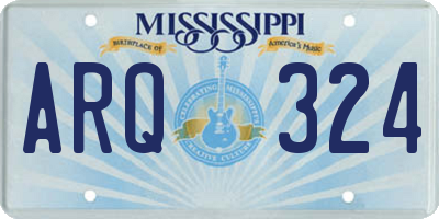 MS license plate ARQ324