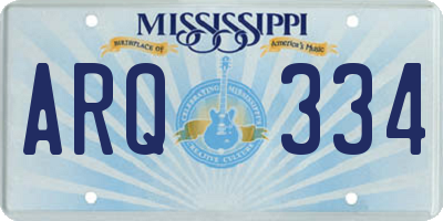 MS license plate ARQ334