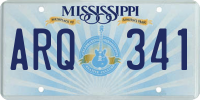 MS license plate ARQ341
