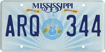 MS license plate ARQ344