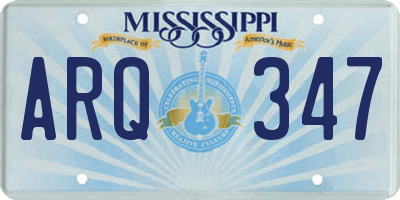 MS license plate ARQ347