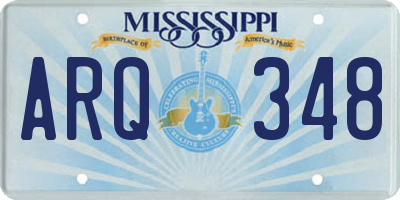 MS license plate ARQ348