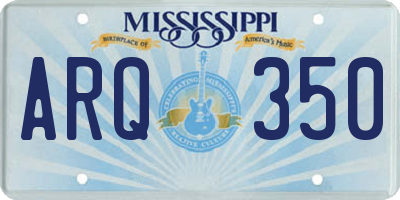 MS license plate ARQ350