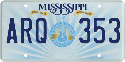 MS license plate ARQ353
