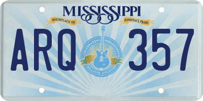 MS license plate ARQ357