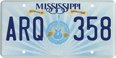 MS license plate ARQ358
