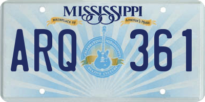 MS license plate ARQ361