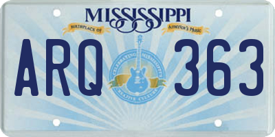 MS license plate ARQ363