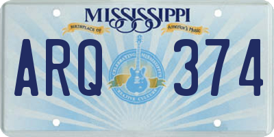 MS license plate ARQ374