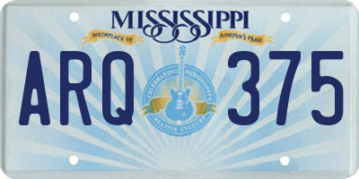 MS license plate ARQ375