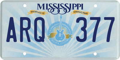 MS license plate ARQ377