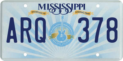 MS license plate ARQ378