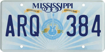 MS license plate ARQ384